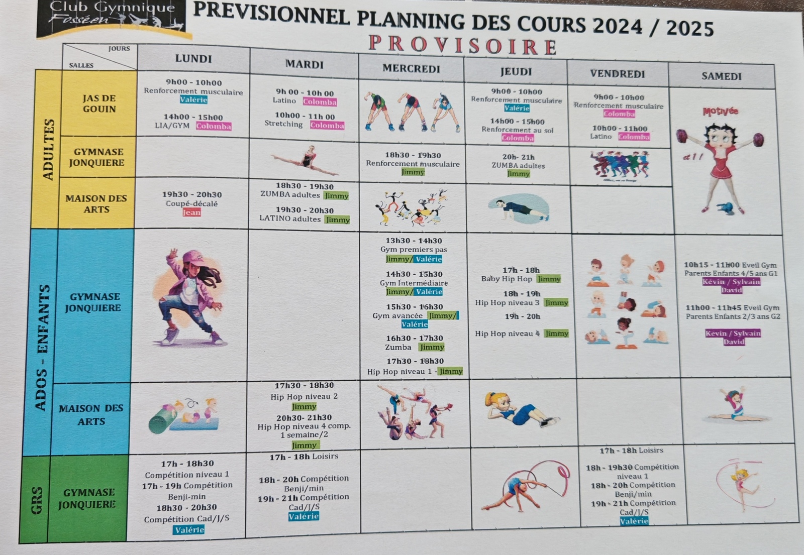 planning provisoire